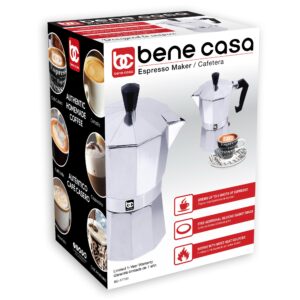 Bene Casa BC Classics BC-17730 6-Cup Aluminum Espresso Maker, Silver