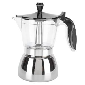 6 cups stainless steel coffee pot, italian octagonal household brewing coffee moka pot, stovetop espresso maker moka pot, ergonomic handle design, home office use friends