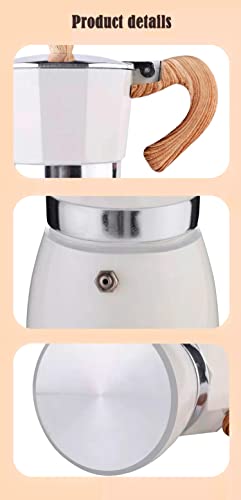 3 Cup and 6 Cup - Moka Cafetera Espresso Coffee Maker Pot (White, 6 Cup/300ml)
