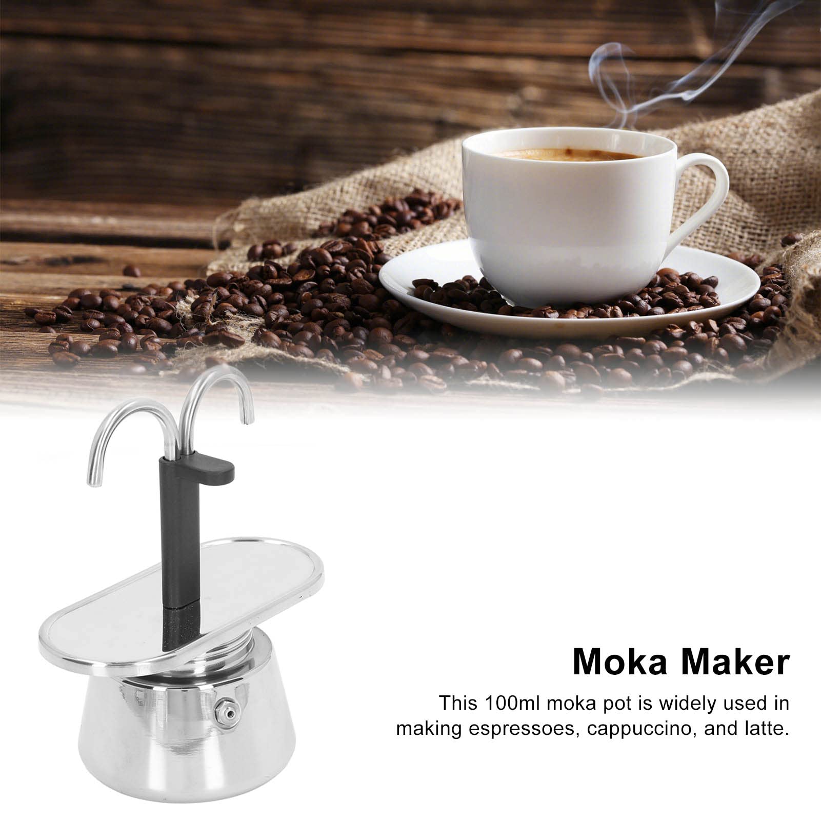 yaogohua Moka Pot 100ml, Dual Pipe Stainless Steel Moka Pot, Thickened Strainer Moka Boiling Pot, Camping Coffee Makers, Coffee Percolator Camping