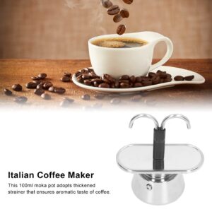 yaogohua Moka Pot 100ml, Dual Pipe Stainless Steel Moka Pot, Thickened Strainer Moka Boiling Pot, Camping Coffee Makers, Coffee Percolator Camping