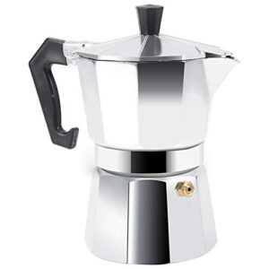 zyyini moka pot, aluminum metal octagonal espresso coffee maker, sturdy and durable stovetop coffee pot for kitchen, hotel and office use (150ml 3cups)