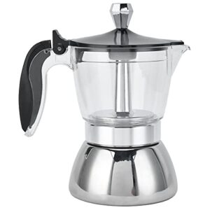 qiilu moka pot, 4 cup stainless steel coffee maker stovetop moka pot coffee maker kitchen supplies