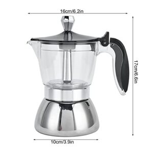 Qiilu Moka Pot, 4 Cup Stainless Steel Coffee Maker Stovetop Moka Pot Coffee Maker Kitchen Supplies