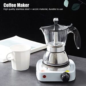 Qiilu Moka Pot, 4 Cup Stainless Steel Coffee Maker Stovetop Moka Pot Coffee Maker Kitchen Supplies