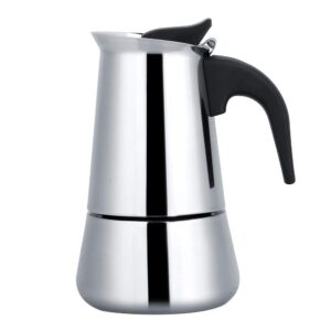 pilipane stainless steel coffee maker, 200ml moka campaing coffee pot for home office use, stovetop espresso maker for induction and gasstove electric percolator