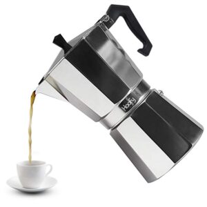 aluminum italian type moka pot stovetop espresso coffee maker stove espresso shot maker home office use for gas or electric stove (300ml 6 cups)