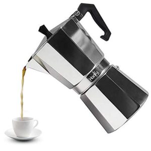 Aluminum Italian Type Moka Pot Stovetop Espresso Coffee Maker Stove Espresso Shot Maker Home Office Use for Gas or Electric Stove (300ML 6 Cups)