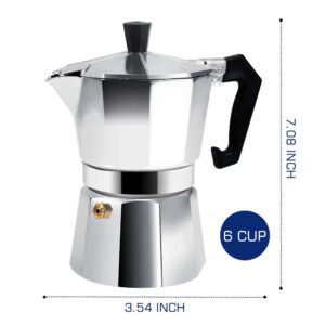 Aluminum Italian Type Moka Pot Stovetop Espresso Coffee Maker Stove Espresso Shot Maker Home Office Use for Gas or Electric Stove (300ML 6 Cups)