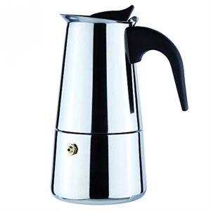 6-cup stovetop espresso maker italian moka coffee pot - best polished stainless steel coffee percolator with permanent filter and heat resistant handle for home and office use