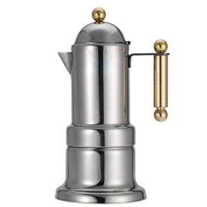 moka pot, stainless steel moka pot stovetop coffee pot electromagnetic espresso brewed coffee maker with valve 4 cups