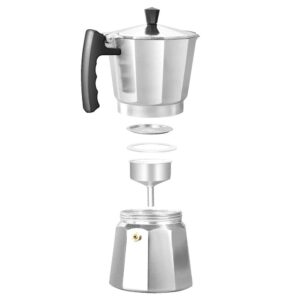 Cusstally Latte Coffee Maker Italian Moka Espresso Cafeteira Percolator Pot Stovetop Coffee Maker 150Ml Silver