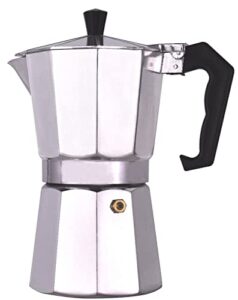minbai aluminum espresso coffee maker pot for great flavored strong espresso, classic italian style moka pot, makes delicious coffee, easy to operate & quick cleanup (12 cups)(silver), xl, (mb-600)