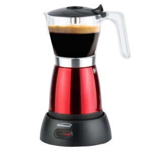 brentwood ts-119r electric moka pot espresso machine, 6 servings, red