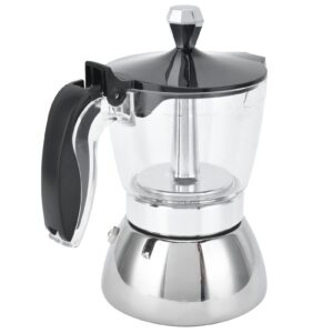 coffee pot, stainless steel portable moka pot, with heat insulation handle, for household make cappuccino, milk,macchiato and mocha
