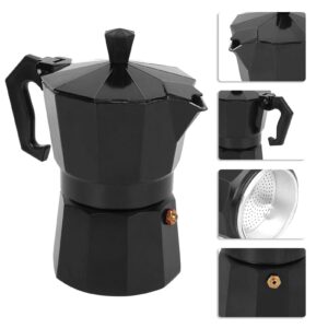 Emoshayoga 300ML 6-Cup Capacity Moka Pot Coffee Supplies Coffee-Making Tool Made of Aluminum for Home and Office(Black)