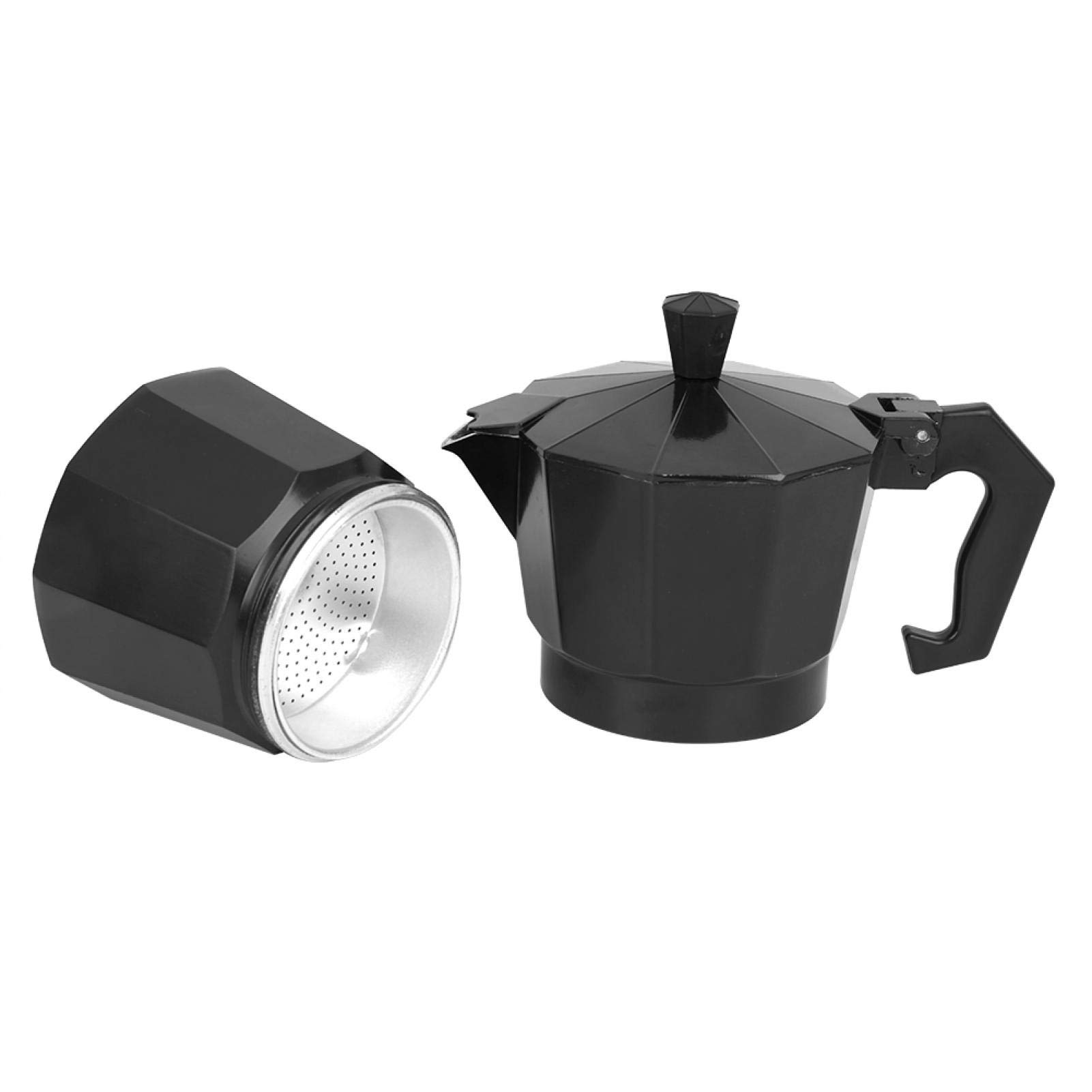 Emoshayoga 300ML 6-Cup Capacity Moka Pot Coffee Supplies Coffee-Making Tool Made of Aluminum for Home and Office(Black)