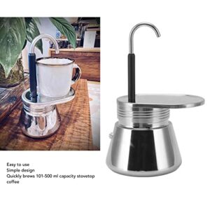 Coffee Maker Moka Pot 1 Tube, Mini 1 Cup Single Spout Maker, Stainless Steel Single Tube Moka Pot, 3.3 to 16.9oz DIY Italian Type Coffee Maker Stove Portable