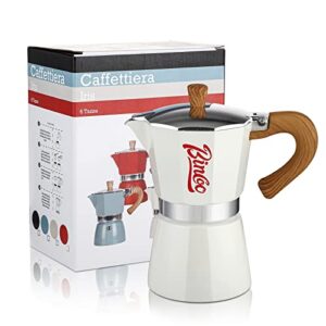 bincoo 300ml moka pot espresso maker,aluminum moka pot 6 espresso cups,stovetop italian coffee maker for mocha cappuccinos,lattes（off-white）
