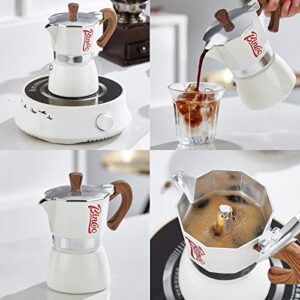 Bincoo 300ML Moka Pot Espresso Maker,Aluminum Moka Pot 6 Espresso Cups,Stovetop Italian Coffee Maker for Mocha Cappuccinos,Lattes（Off-white）