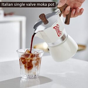 Bincoo 300ML Moka Pot Espresso Maker,Aluminum Moka Pot 6 Espresso Cups,Stovetop Italian Coffee Maker for Mocha Cappuccinos,Lattes（Off-white）