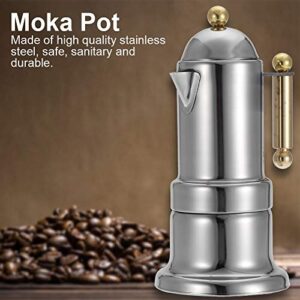 Yosoo Moka Pot Stovetop Maker Stainless Steel Moka Pot Stovetop Coffee Maker with Safety Valve 4 Cups Household Stainless Steel Mocha Coffee Pot