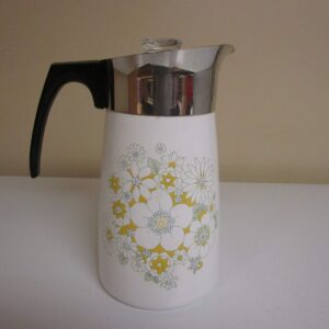 Corning Floral Bouquet 9 Cup Stovetop Coffee Pot Percolator