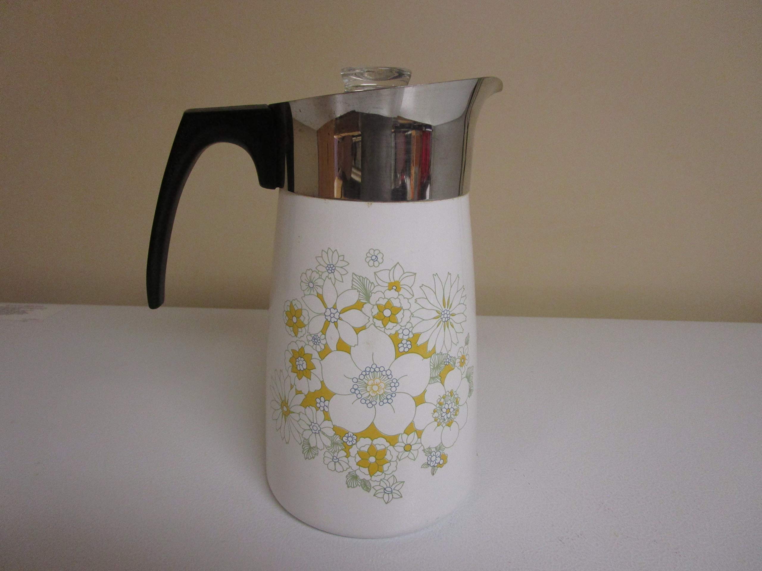 Corning Floral Bouquet 9 Cup Stovetop Coffee Pot Percolator