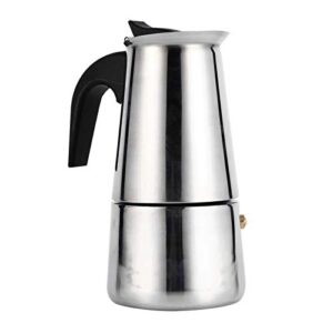 100ml/200ml/300ml/450ml stainless steel moka pot espresso greca coffee maker for induction gas or electric stove home office use silver(200ml)
