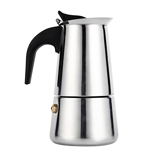 GOTOTOP Espresso Coffee Maker,100ml Stainless Steel Espresso Percolator Coffee Mocha Coffee Pot Kettle Stove Top Maker Mocha Pot for Use on Gas or Electric Stove (100ml)