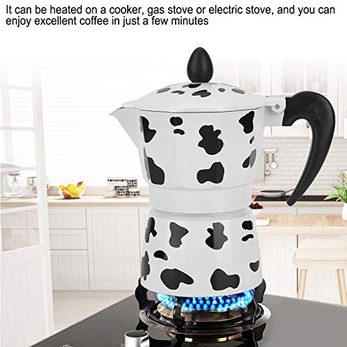 Stovetop Espresso Maker, Milk Cow Moka Pot Coffee Maker Coffee Pot 3/6/9 Cup Aluminium(5oz 3cup)
