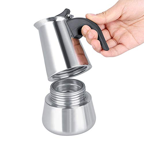 100ml Stovetop Espresso Maker, Portable Stainless Steel Espresso Coffee Maker Electric Heating Mocha Pot for Home