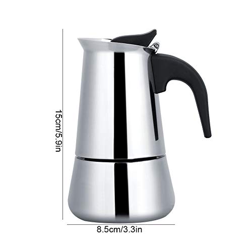 100ml Stovetop Espresso Maker, Portable Stainless Steel Espresso Coffee Maker Electric Heating Mocha Pot for Home