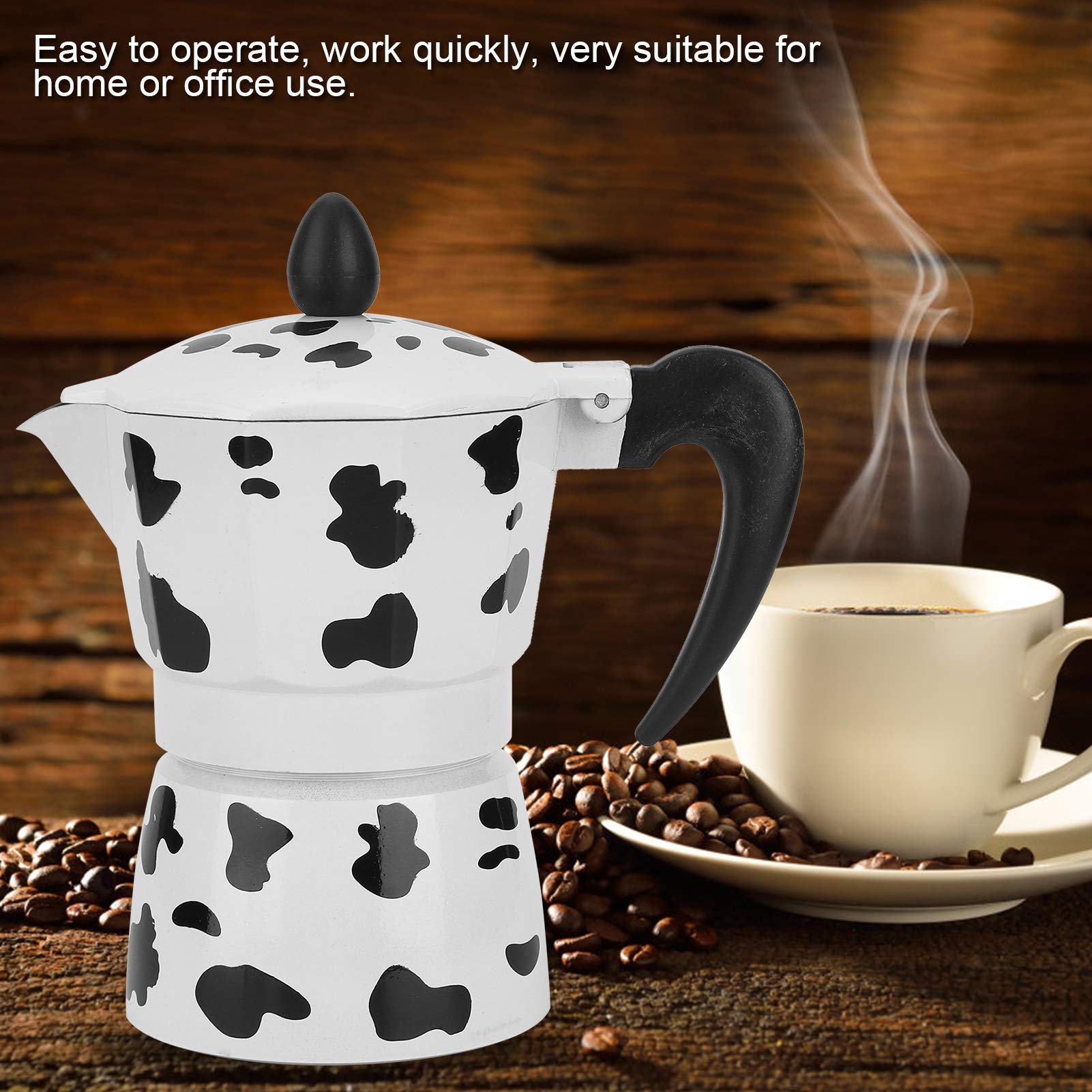 Aluminium Coffee Pot - Coffee Maker - Milk Cow Color Moka Pot - for Home Coffee Shop Use(3 cups milk cow color 150ML)