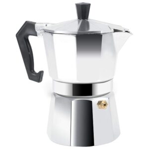 zyyini moka pot, aluminum metal octagonal espresso coffee maker, sturdy and durable stovetop coffee pot for kitchen, hotel and office use (300ml 6cups)