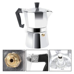 Zyyini Moka Pot, Aluminum Metal Octagonal Espresso Coffee Maker, Sturdy and Durable Stovetop Coffee Pot for Kitchen, Hotel and Office Use (300ML 6cups)