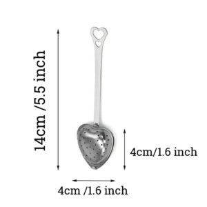 MIAO JIN 12Pcs Stainless Steel Tea Infuser Mesh Heart Shaped Tea Strainer Spoon Sugar Flour Sifters Filters Tea Interval Diffuser for Loose Leaf, Spices, Seasonings