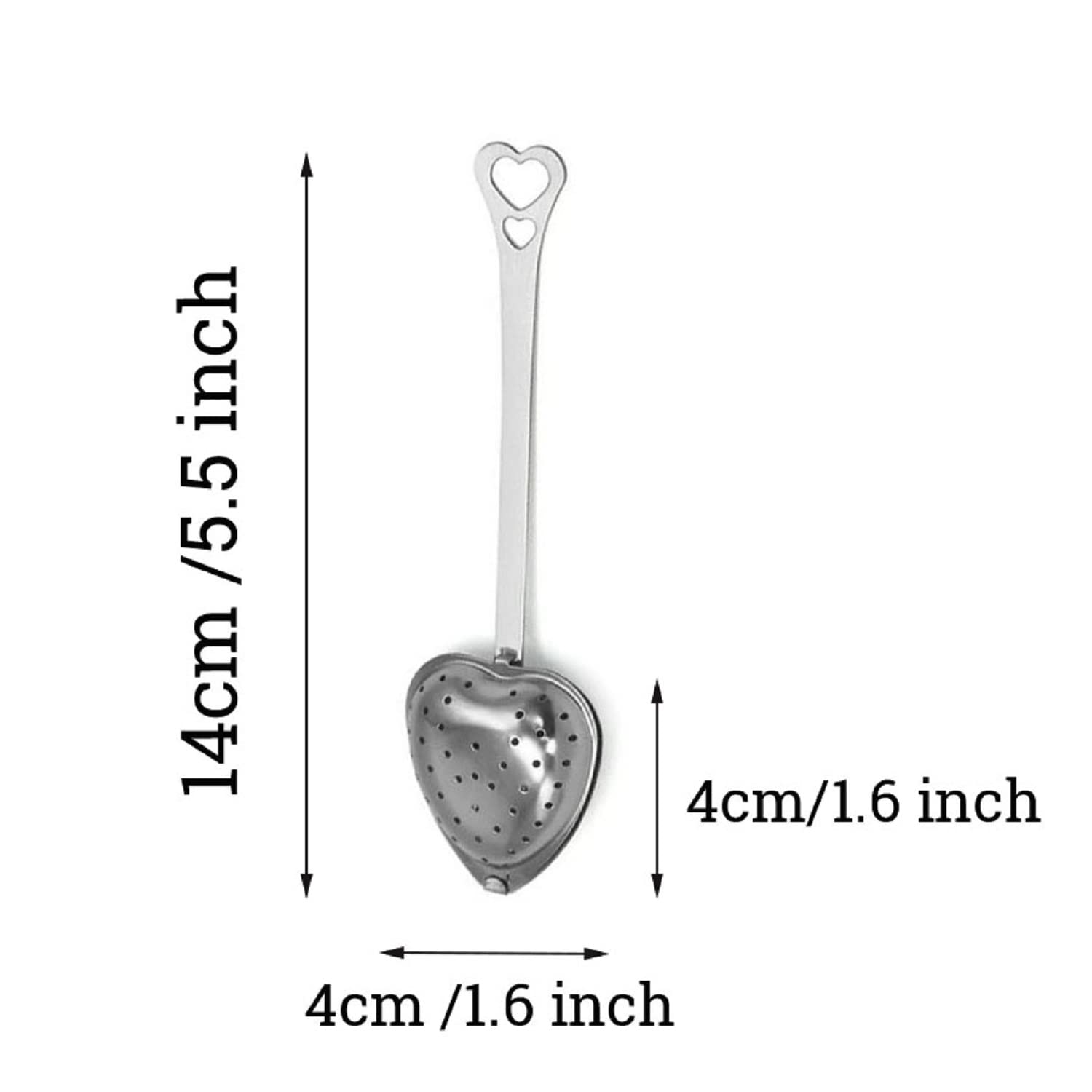 MIAO JIN 12Pcs Stainless Steel Tea Infuser Mesh Heart Shaped Tea Strainer Spoon Sugar Flour Sifters Filters Tea Interval Diffuser for Loose Leaf, Spices, Seasonings