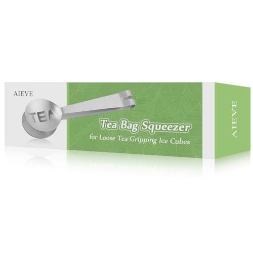 Aieve Tea Bag Squeezer, 2 Pack Stainless Steel Tea Bag Holder Tea Bag Tongs Tea Bag Spoon Tea Bags Strainer Clip for Gripping Ice Cubes