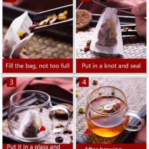 300 piece disposable tea bag with drawstring for loose tea, empty tea bag of wood pulp material,Tea filter bag with free tea spoon, suitable for loose tea, coffee, spices, herbs (3.54 x 2.75 inch)