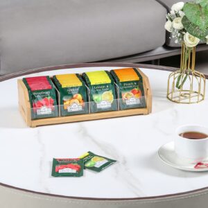 TIOPGHAD 𝑺𝒎𝒂𝒍𝒍 𝑩𝒂𝒎𝒃𝒐 Tea Bag holder, Wood countertop tea organizer basket Storage Box tea packets organizer tea packets Caddy Rack Tea Bags Containers for Drawers Kitchen Cabinet Office