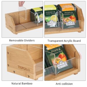 TIOPGHAD 𝑺𝒎𝒂𝒍𝒍 𝑩𝒂𝒎𝒃𝒐 Tea Bag holder, Wood countertop tea organizer basket Storage Box tea packets organizer tea packets Caddy Rack Tea Bags Containers for Drawers Kitchen Cabinet Office