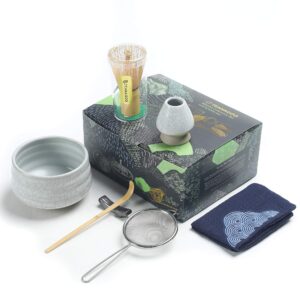 TEANAGOO Japanese Tea Set Matcha Whisk Set Matcha Bowl Bamboo Matcha Whisk (Chasen) Scoop (chashaku) Matcha Whisk Holder Tea Making Kit. MSB-5 Matcha Green Tea Powder Kit. Matcha Tea Kit