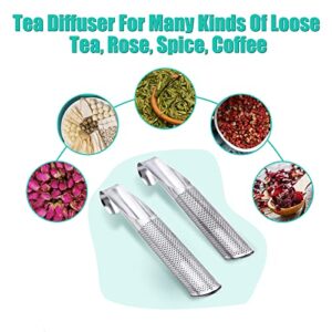 3 Pcs Tea Infuser and 1 Brush, Stainless Steel Tea Infuser Stick Pipe Tea Infuser for Loose Tea Leaf, Tea Infusers Pen with Hook