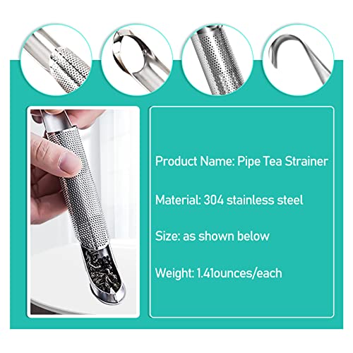 3 Pcs Tea Infuser and 1 Brush, Stainless Steel Tea Infuser Stick Pipe Tea Infuser for Loose Tea Leaf, Tea Infusers Pen with Hook