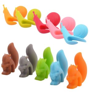 aylifu 10pcs silicone tea bag holders multi-color snail and squirrel cute drink marker tea accessories for party banquet gathering