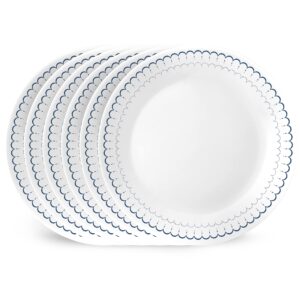 corelle 6-piece 10.25" dinner round plates, vitrelle triple layer glass, lightweight round plates, large round plates, chip and scratch resistant, microwave and dishwasher safe, caspian