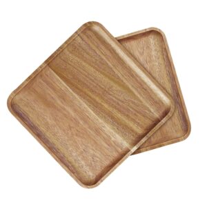 linwnil square acacia wood plate,wooden trays serving platters dinner server trays dessert cookie snack charcuterie boards,7.8" x 7.8"