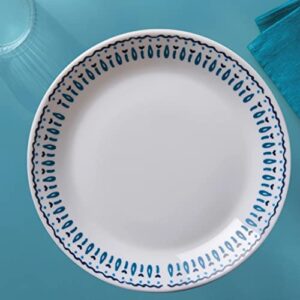 Corelle Everyday Expressions 4-Pc Salad Plates Set, Service for 4, Durable and Eco-Friendly 7-1/2-Inch Plates, Higher Rim Glass Lunch Plate Set, Microwave and Dishwasher Safe, Azure Medallion