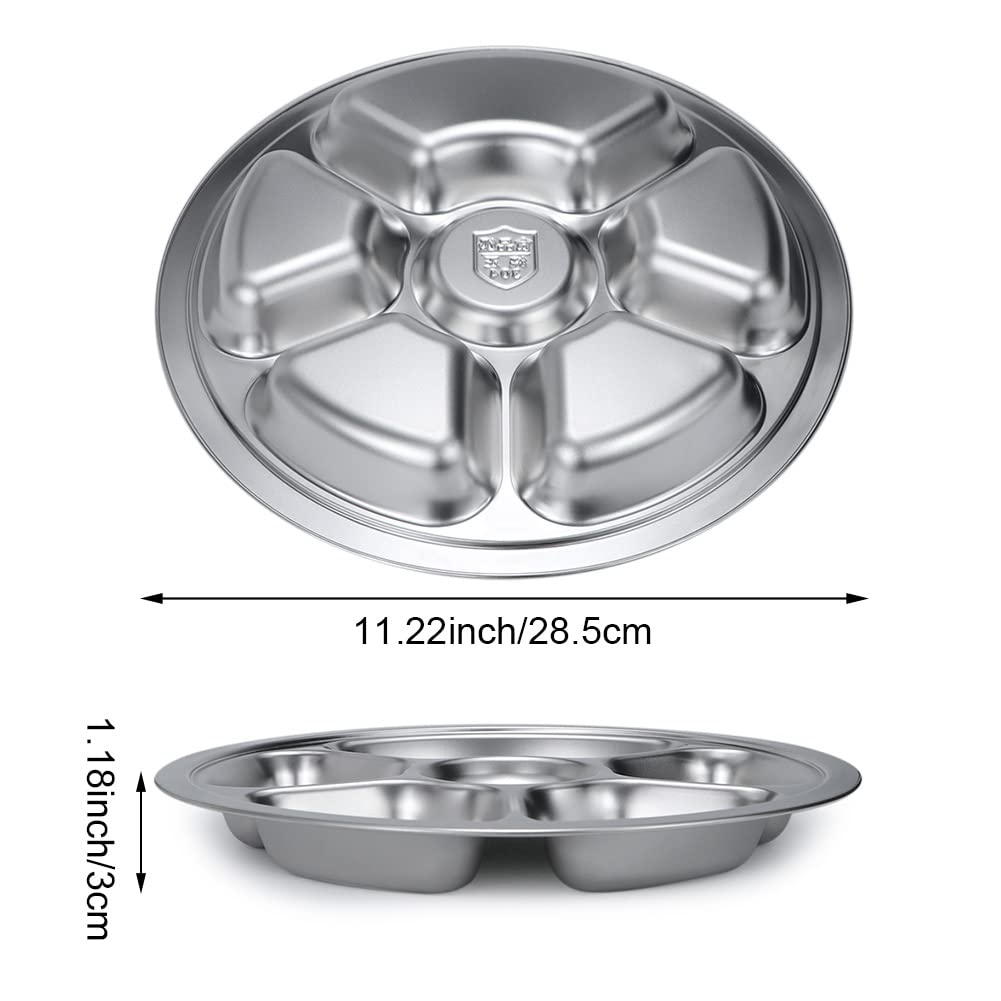 Litewoo Stainless Steel Round Divided Plate 6 Sections